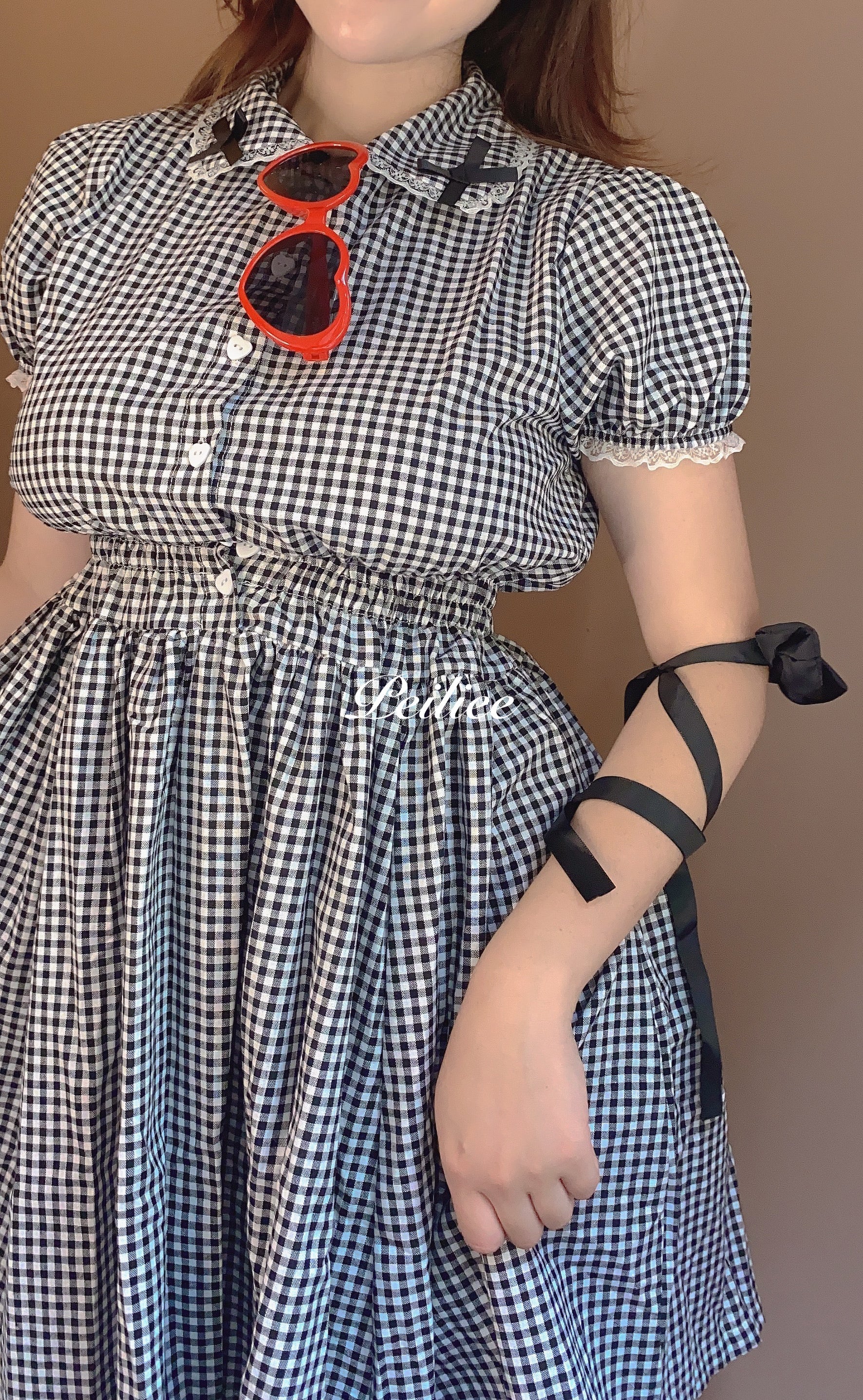 Get trendy with Sweden Warehouse [By Peiliee] Afternoon Tea At Tiffany Gingham Babydoll Mini Dress Lolita 1997 style -  available at Peiliee Shop. Grab yours for $30 today!