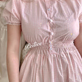 Get trendy with Sweden Warehouse [By Peiliee] Afternoon Tea At Tiffany Gingham Babydoll Mini Dress Lolita 1997 style -  available at Peiliee Shop. Grab yours for $30 today!