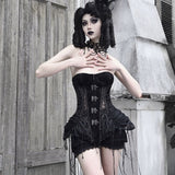Get trendy with [Blood Supply]Alice Dark Gothic Corset Dress - Clothing available at Peiliee Shop. Grab yours for $18 today!