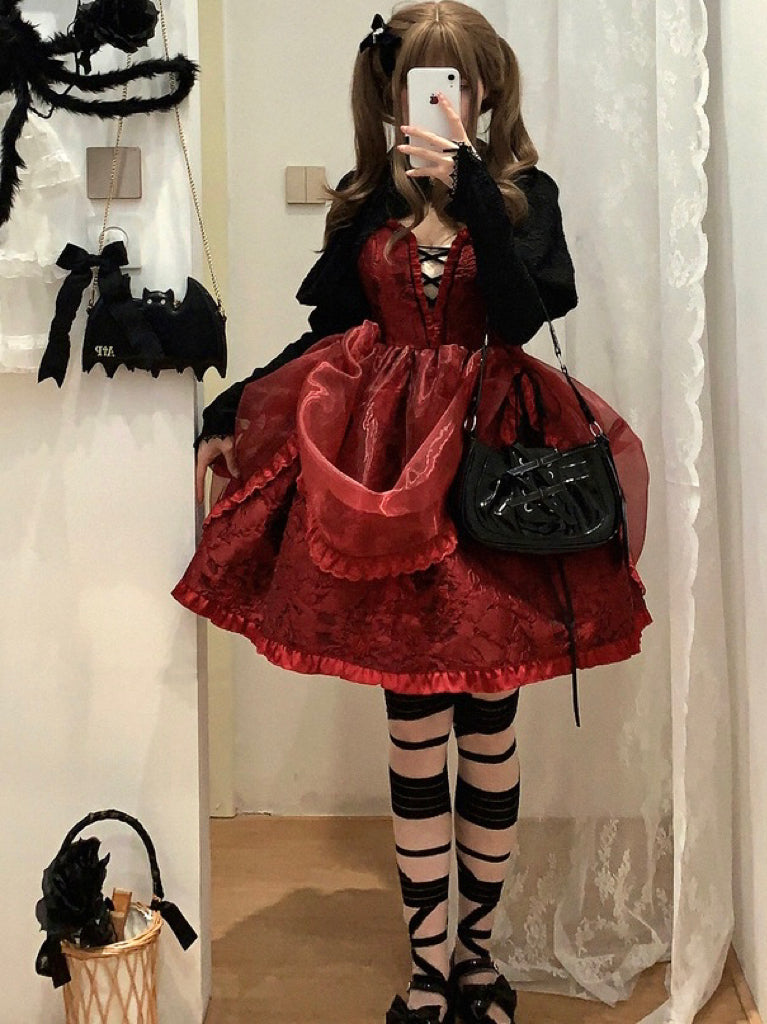 Get trendy with [Basic] Dragon Blood Gothic Lolita Dress -  available at Peiliee Shop. Grab yours for $29.90 today!