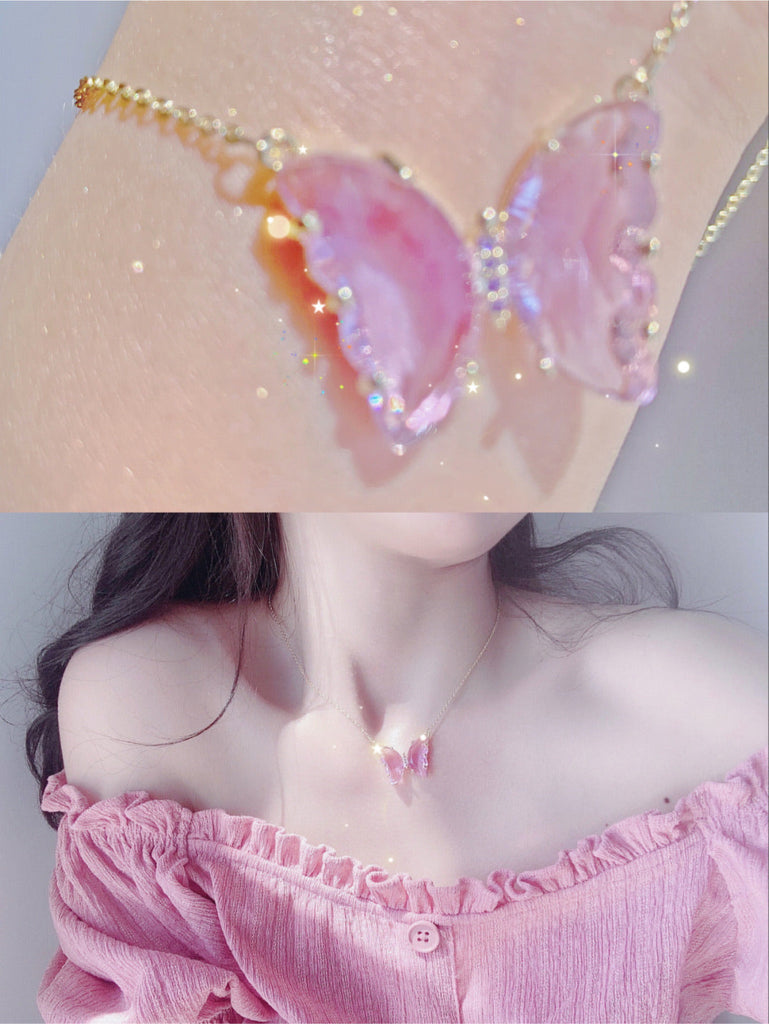 [Basic] Crystal Dream Butterfly necklace - Premium  from Peiliee Shop - Just $6! Shop now at Peiliee Shop