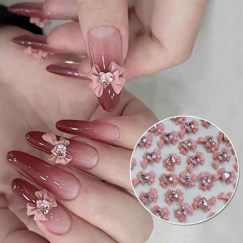 Get trendy with [Nail Art] 10 Pieces Barbie Heart Ribbon -  available at Peiliee Shop. Grab yours for $5 today!