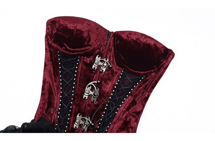 [Blood Supply]Halloween Alice Dark Gothic Corset and Lace-up Set (Red) - Premium Clothing from Blood Supply - Just $18! Shop now at Peiliee Shop