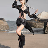 Get trendy with [Blood Supply]Short Millennium Style Mesh Tie Cardigan - Clothing available at Peiliee Shop. Grab yours for $32 today!