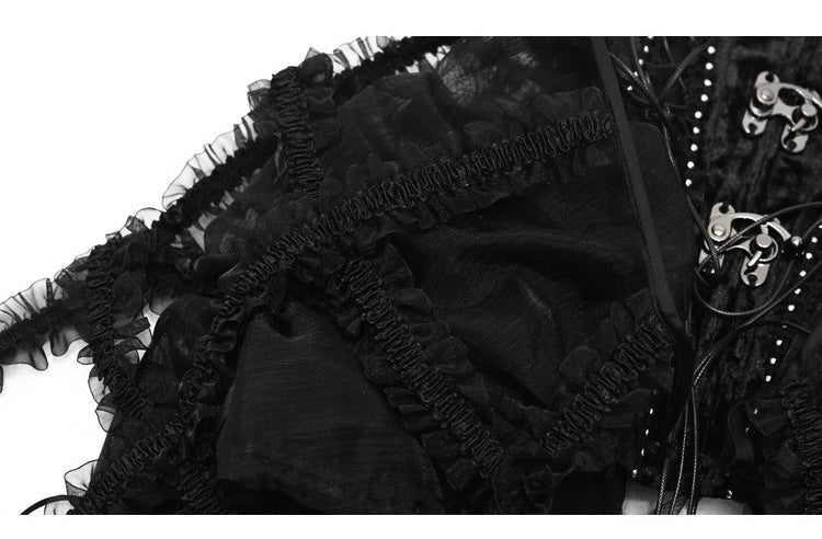 [Blood Supply]Halloween Alice Dark Gothic Corset and Lace-up Set