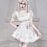 Get trendy with [Blood Supply] Sleepy Alice Doll Core Mini Dress - Clothing available at Peiliee Shop. Grab yours for $52 today!