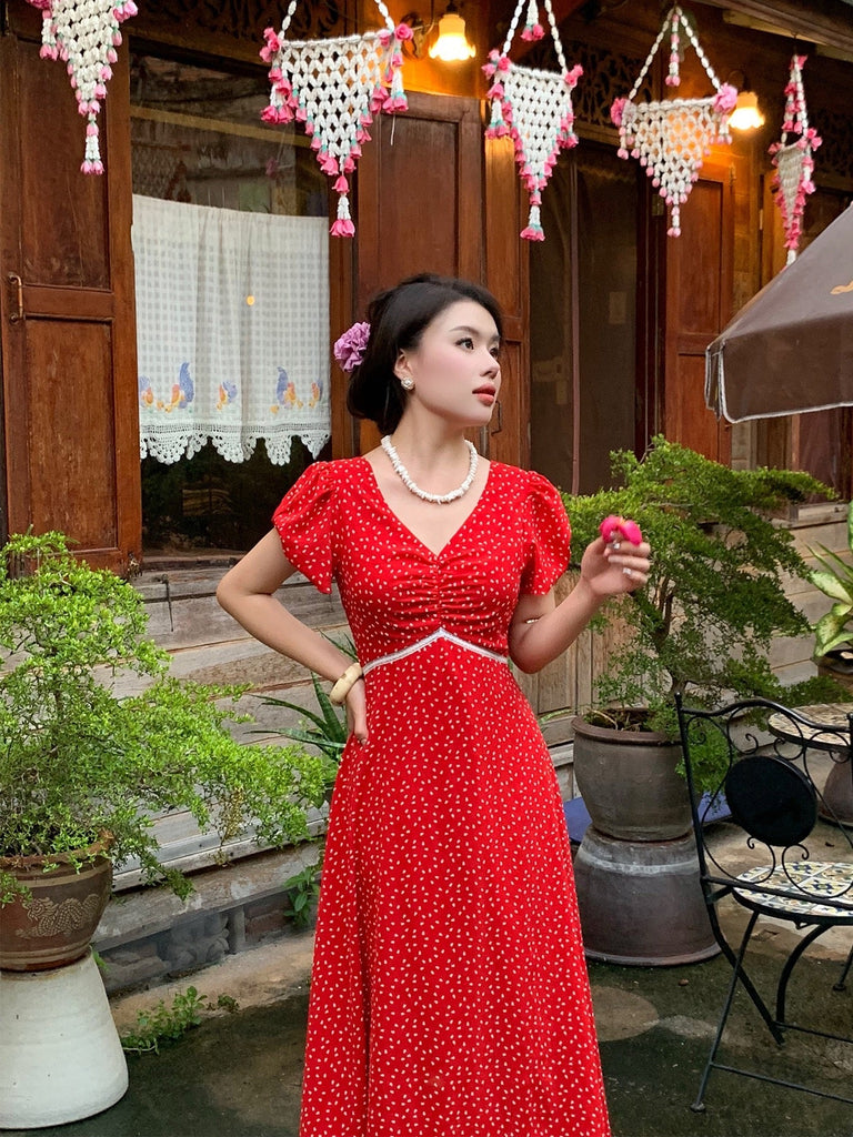 [Vintage Inspired] Parisian Romance French Long Dress - Premium Dress from Boss JIA - Just $42.00! Shop now at Peiliee Shop