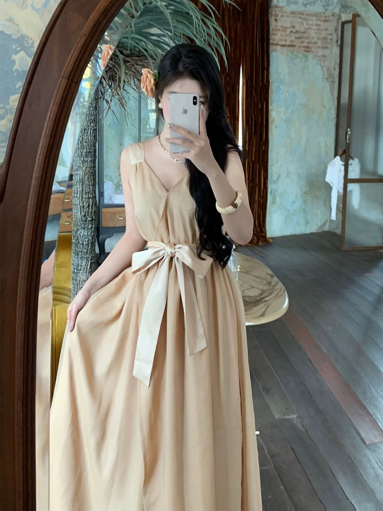 French V-neck dress temperament champagne long dress - Premium Dress from Boss JIA - Just $47.00! Shop now at Peiliee Shop