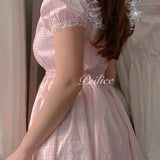 Get trendy with Sweden Warehouse [By Peiliee] Afternoon Tea At Tiffany Gingham Babydoll Mini Dress Lolita 1997 style -  available at Peiliee Shop. Grab yours for $30 today!