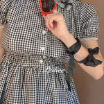 Get trendy with Sweden Warehouse [By Peiliee] Afternoon Tea At Tiffany Gingham Babydoll Mini Dress Lolita 1997 style -  available at Peiliee Shop. Grab yours for $30 today!