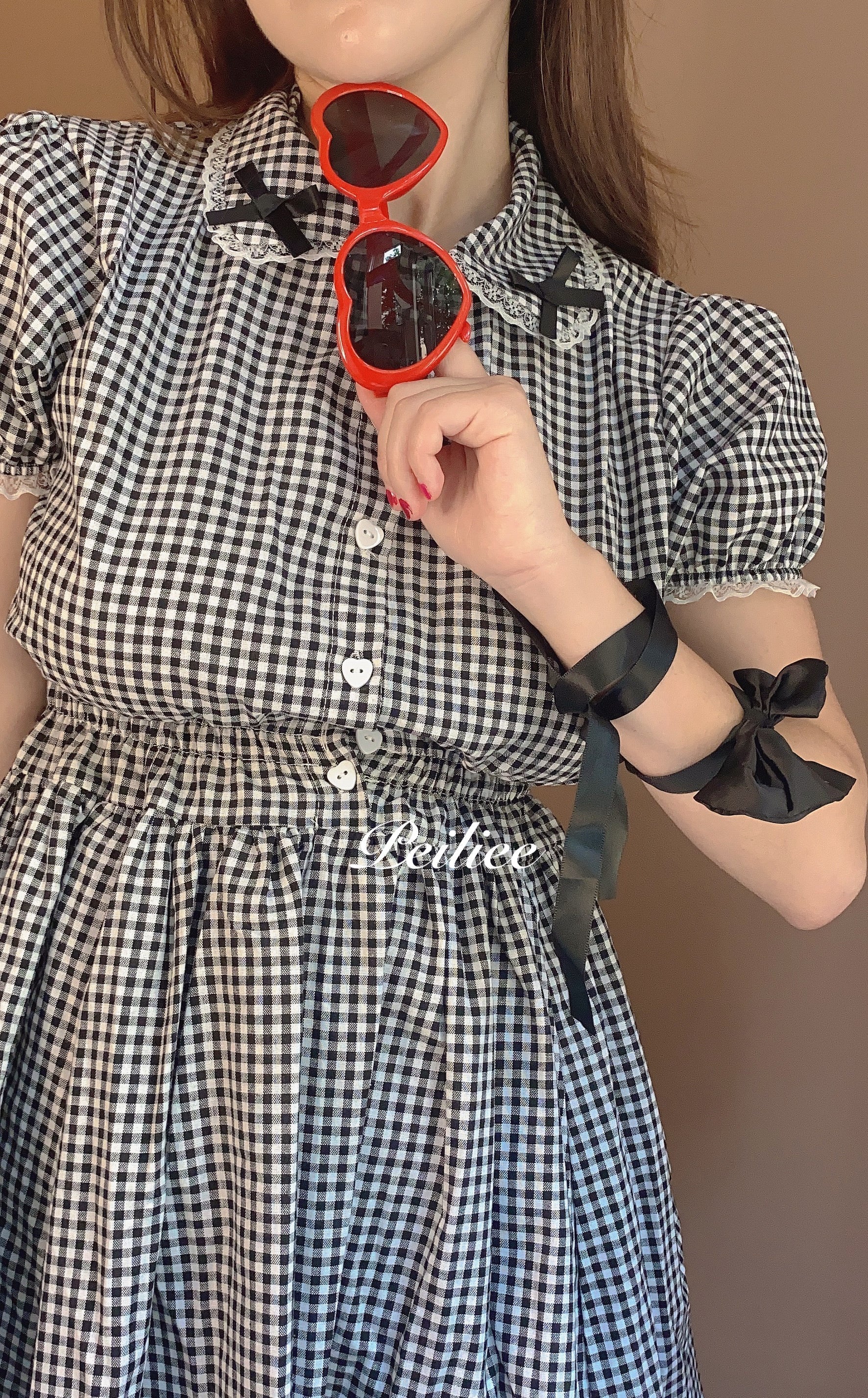 Get trendy with Sweden Warehouse [By Peiliee] Afternoon Tea At Tiffany Gingham Babydoll Mini Dress Lolita 1997 style -  available at Peiliee Shop. Grab yours for $30 today!