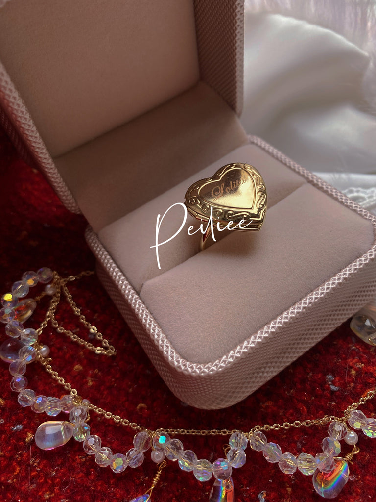 Get trendy with [Last One Sweden Warehouse] Lolita Doll Heart Shaped Photo Frame Ring - Ring available at Peiliee Shop. Grab yours for $25 today!
