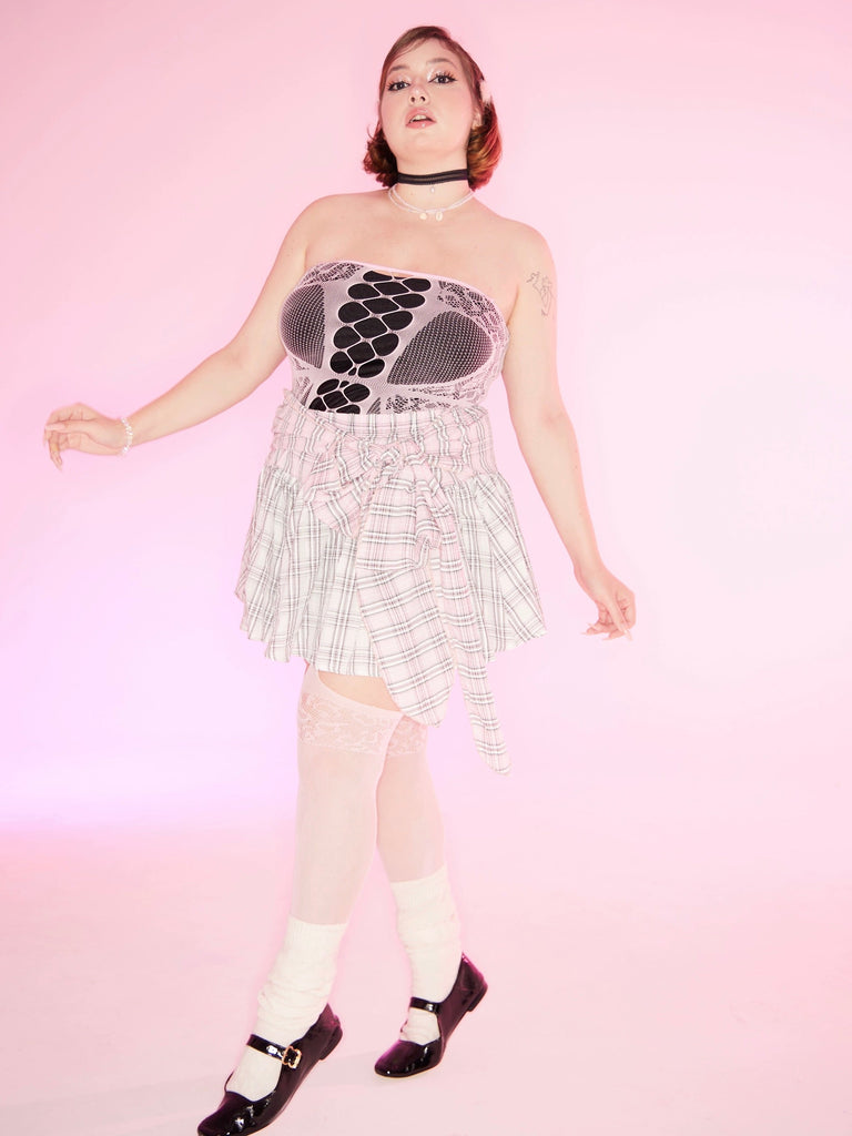 Get trendy with [Curve Beauty]Soft Grunge Egirl Mini Skirt -  available at Peiliee Shop. Grab yours for $38 today!
