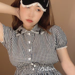 Get trendy with Sweden Warehouse [By Peiliee] Afternoon Tea At Tiffany Gingham Babydoll Mini Dress Lolita 1997 style -  available at Peiliee Shop. Grab yours for $30 today!