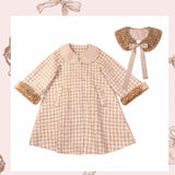 Rose island Peilieeshop deer fawn coat with matching bow on a pink background