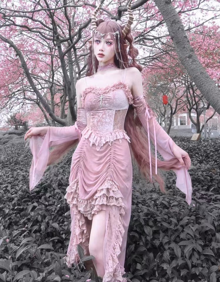 Get trendy with The Sakura Fairy Velvet Lace Dress - Dresses available at Peiliee Shop. Grab yours for $35.90 today!
