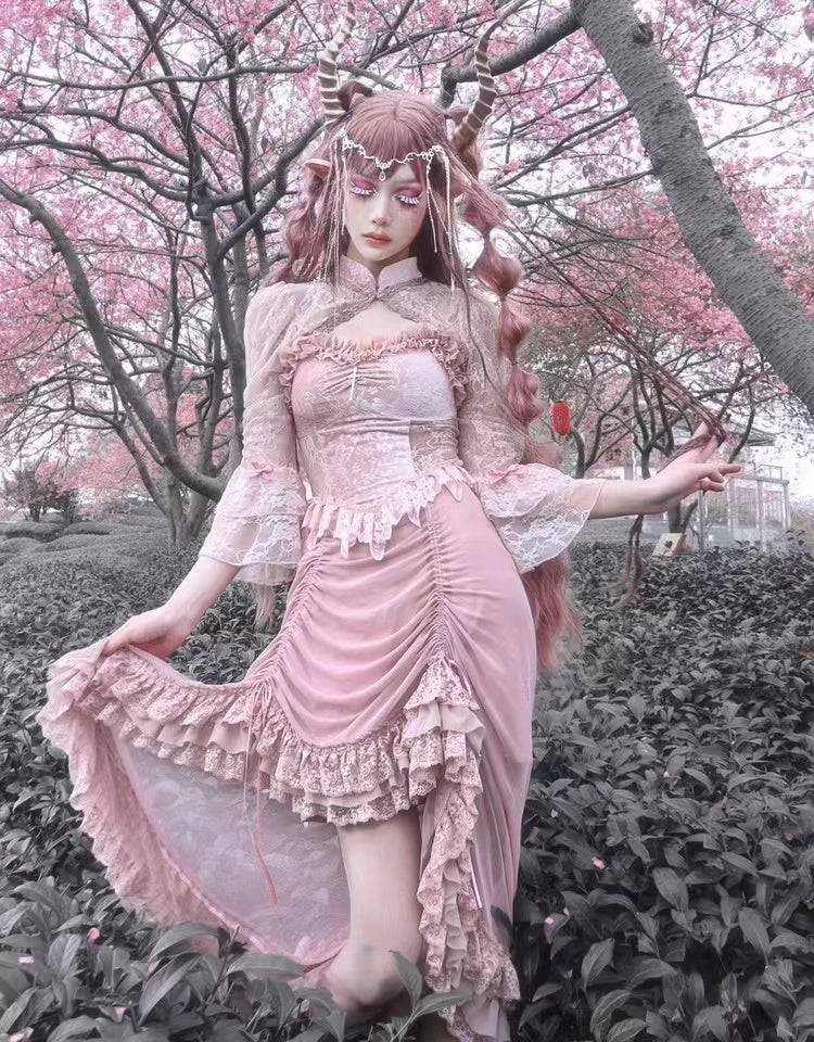 Get trendy with The Sakura Fairy Velvet Lace Dress - Dresses available at Peiliee Shop. Grab yours for $35.90 today!