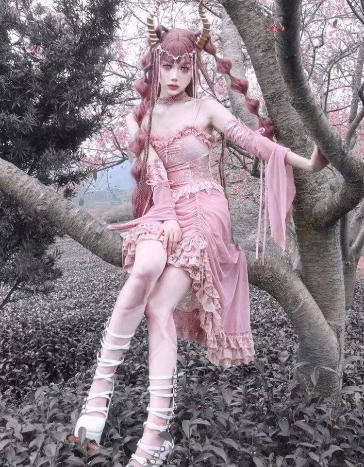 Get trendy with The Sakura Fairy Velvet Lace Dress - Dresses available at Peiliee Shop. Grab yours for $35.90 today!