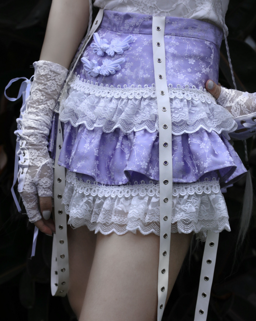 God's Redemption Lavender Lace Tiered Skirt - Premium Skirts from Blood Supply - Just $42.99! Shop now at Peiliee Shop