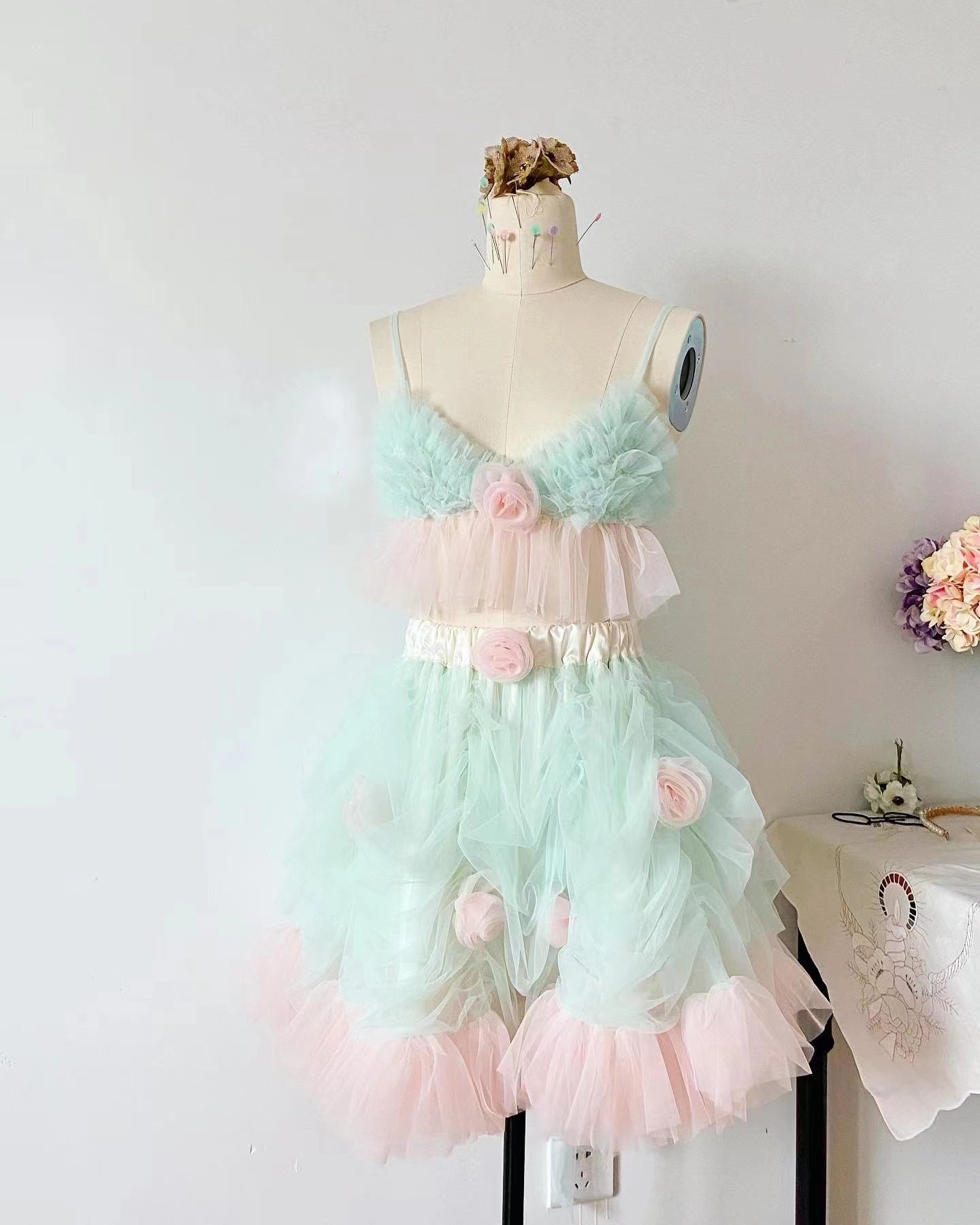 Get trendy with [August Unicorn] Strawberry Mint Marshmallow Handmade Dress Set - Dresses available at Peiliee Shop. Grab yours for $40 today!