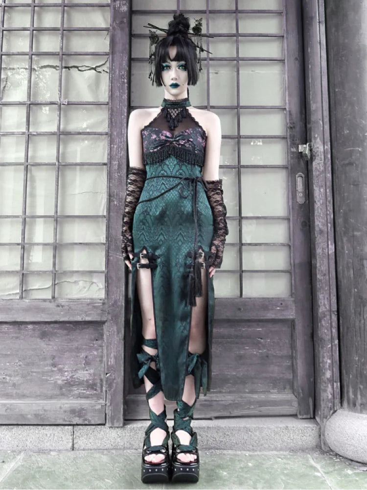 Get trendy with Evil Snake Qipao Style Slit Dress - Dresses available at Peiliee Shop. Grab yours for $59.90 today!