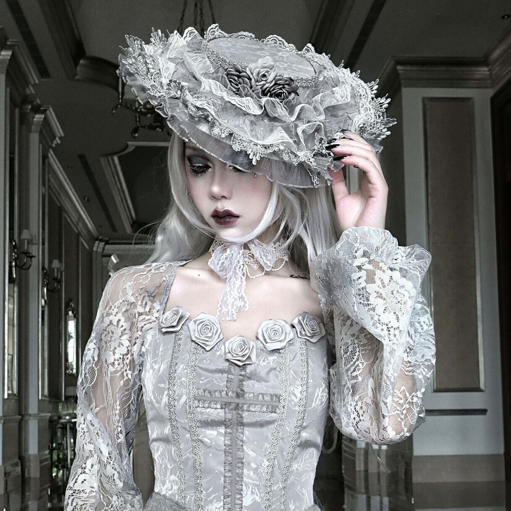 Get trendy with White Rose Funeral Handmade Lace Hat - Accessories available at Peiliee Shop. Grab yours for $39.90 today!