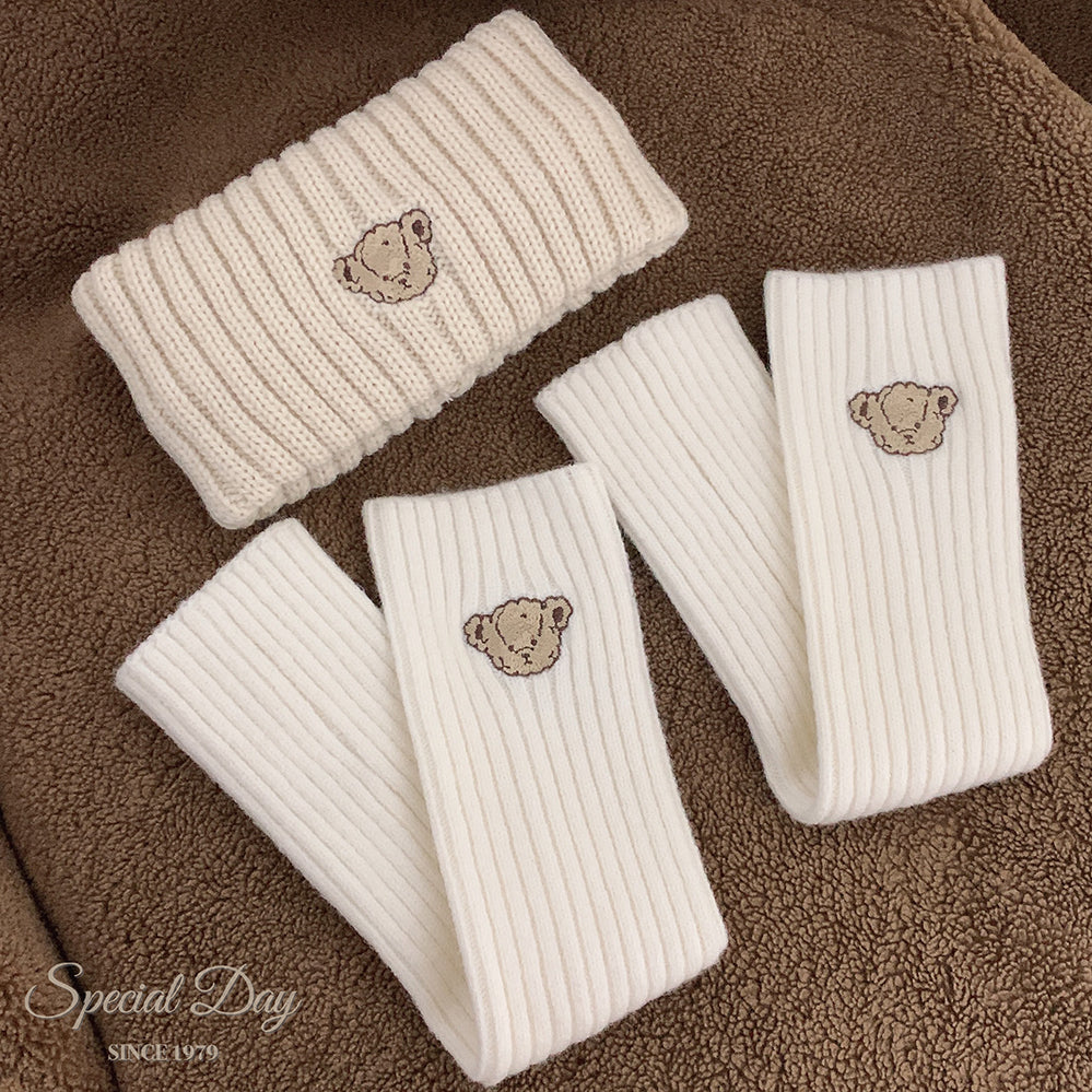 Teddy bear knitting leg warmers and headband set - Premium Accessories from RIBERRY - Just $17.00! Shop now at Peiliee Shop