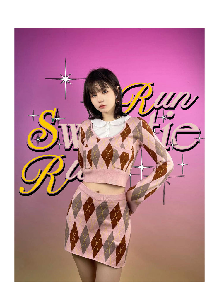 [Nakiss Official] Run Sweetie Run Gingham Knit Set - Premium Clothing from Nakiss - Just $38.90! Shop now at Peiliee Shop