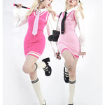 Get trendy with Pink Schoolgirl Jumper Dress Barbie Core Style - Dresses available at Peiliee Shop. Grab yours for $68 today!