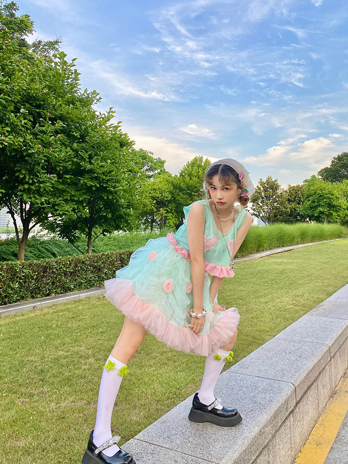 Get trendy with [August Unicorn] Strawberry Mint Marshmallow Handmade Dress Set - Dresses available at Peiliee Shop. Grab yours for $40 today!