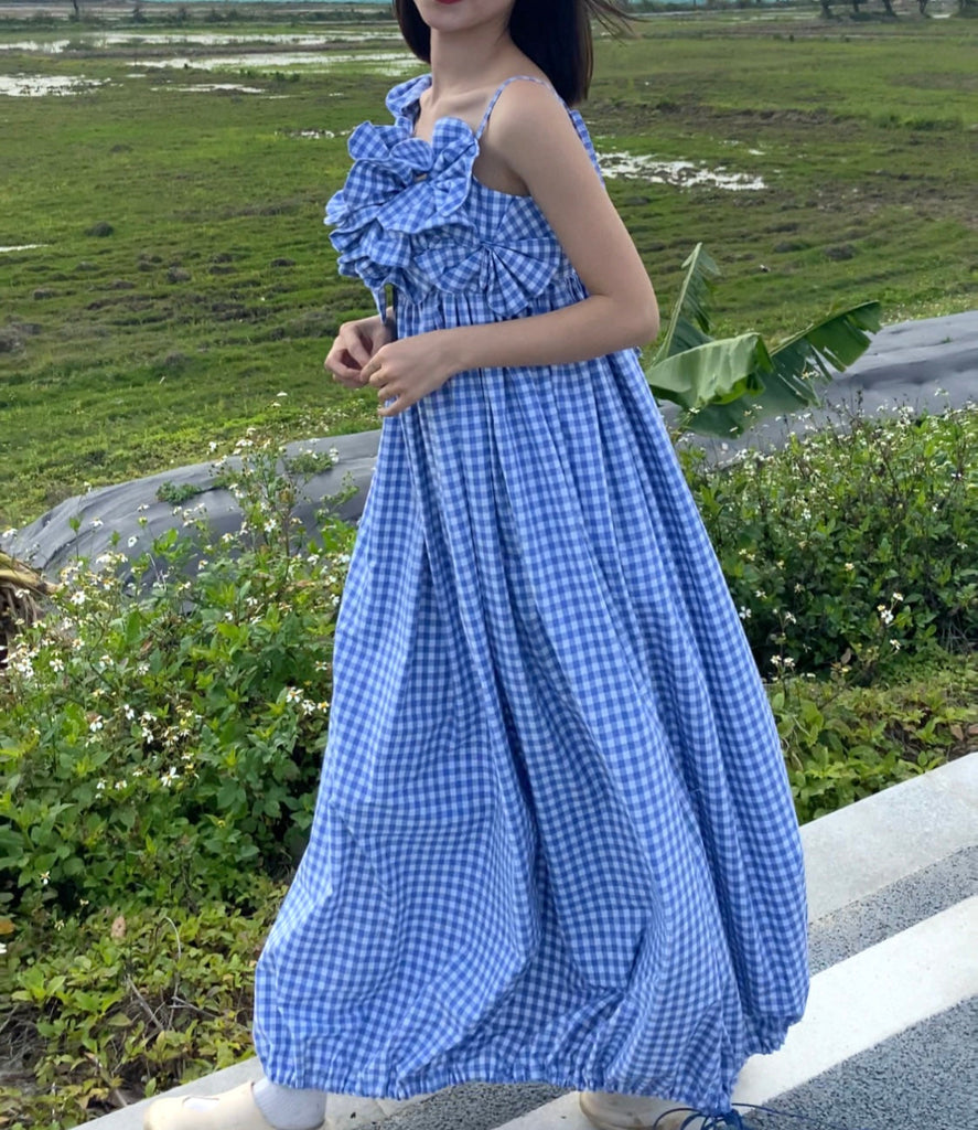 Get trendy with [Tailor made] Summer Seaside Blue Gingham Dress - Dresses available at Peiliee Shop. Grab yours for $62 today!