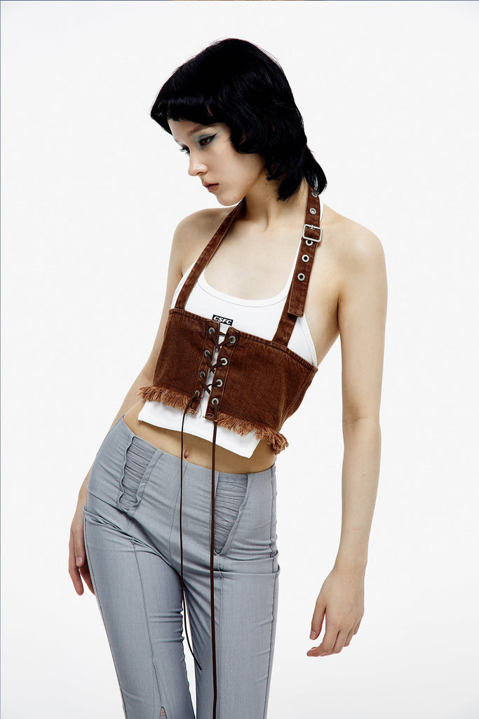 Get trendy with Wonder Time Denim Bustier Top - Top available at Peiliee Shop. Grab yours for $30 today!