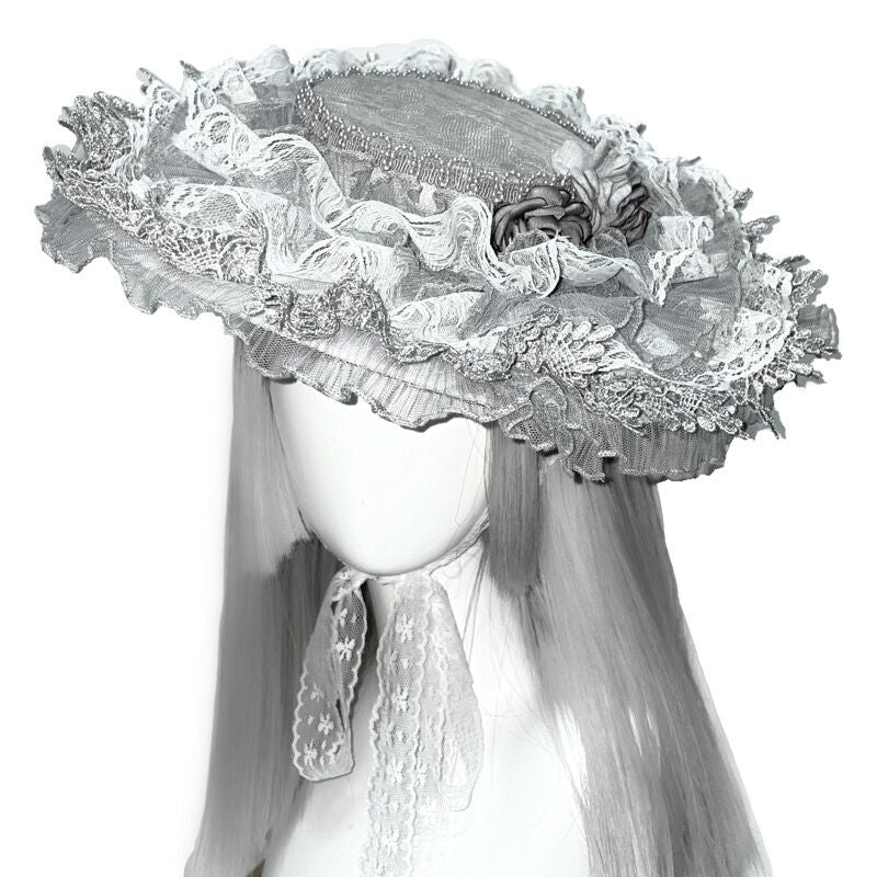 White Rose Funeral Handmade Lace Hat - Premium Accessories from Blood Supply - Just $39.90! Shop now at Peiliee Shop
