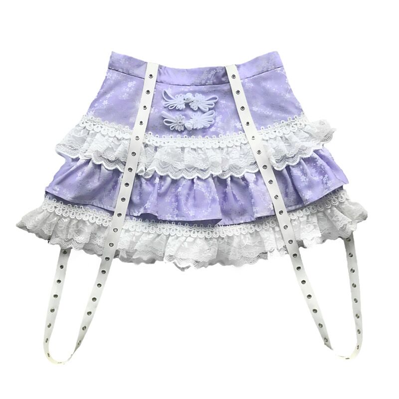 Get trendy with God's Redemption Lavender Lace Tiered Skirt - Skirts available at Peiliee Shop. Grab yours for $42.99 today!