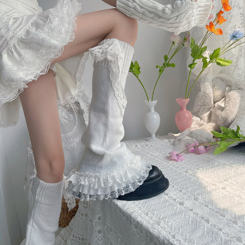 Get trendy with [Basic] White Goth Lolita Lace Leg Warmer - Socks available at Peiliee Shop. Grab yours for $16.90 today!