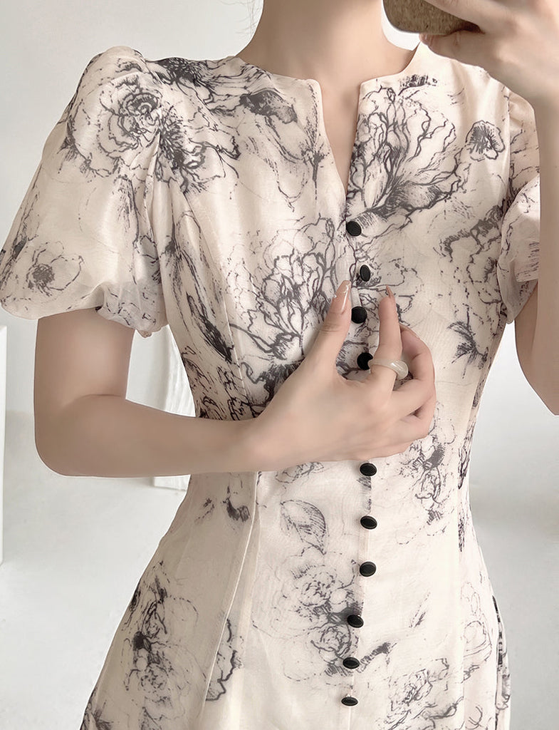 Get trendy with Shadow of Flower Midi Dress - Dresses available at Peiliee Shop. Grab yours for $42 today!