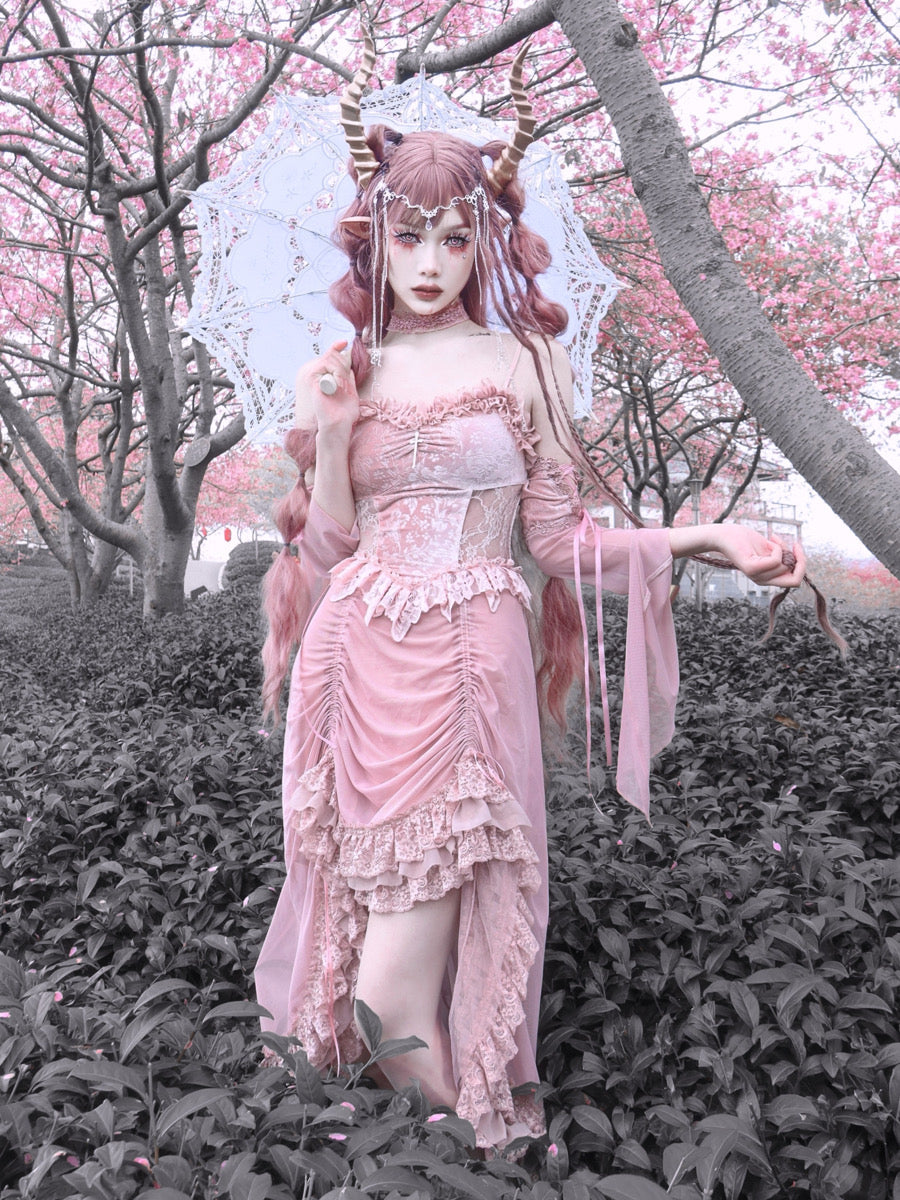 Get trendy with The Sakura Fairy Velvet Lace Dress - Dresses available at Peiliee Shop. Grab yours for $35.90 today!