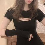 Get trendy with [Basic] Soft Kitty bodycon knitting dress set -  available at Peiliee Shop. Grab yours for $20 today!