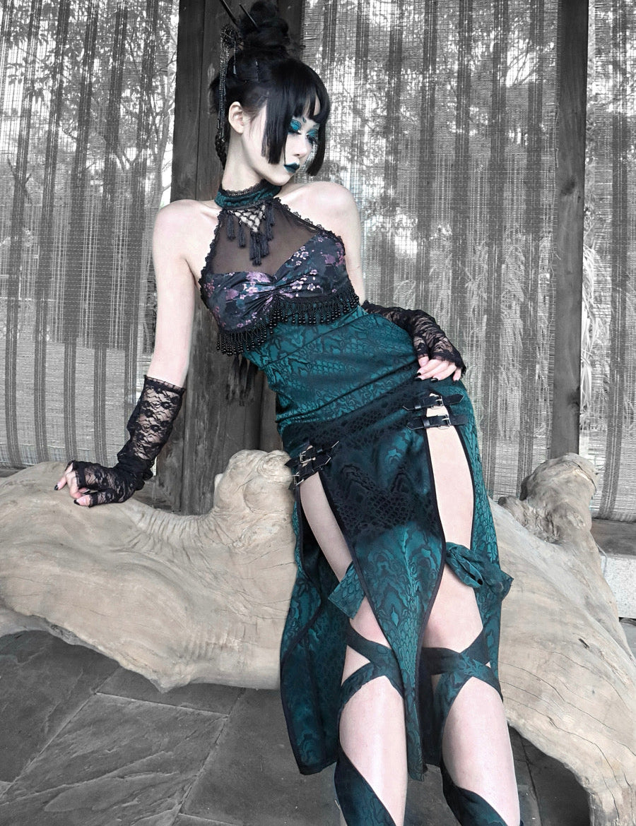 Get trendy with Evil Snake Qipao Style Slit Dress - Dresses available at Peiliee Shop. Grab yours for $59.90 today!