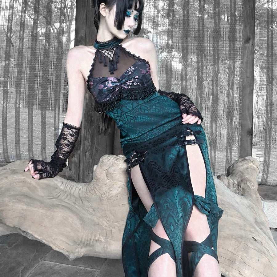 Get trendy with Evil Snake Qipao Style Slit Dress - Dresses available at Peiliee Shop. Grab yours for $59.90 today!