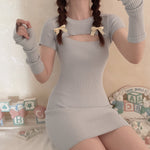 Get trendy with [Basic] Soft Kitty bodycon knitting dress set -  available at Peiliee Shop. Grab yours for $20 today!