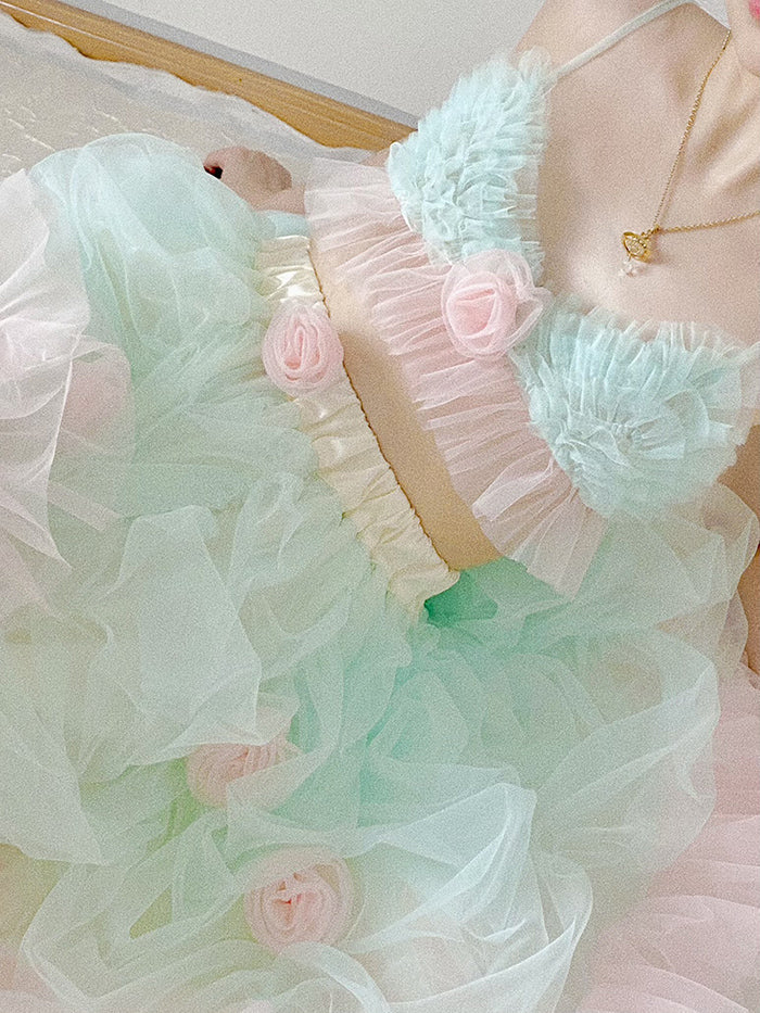 Get trendy with [August Unicorn] Strawberry Mint Marshmallow Handmade Dress Set - Dresses available at Peiliee Shop. Grab yours for $40 today!