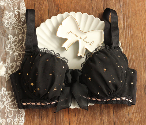 The shiny Stars Bra Set With Plus Sizes - Premium  from Japanese Lingerie - Just $45.00! Shop now at Peiliee Shop