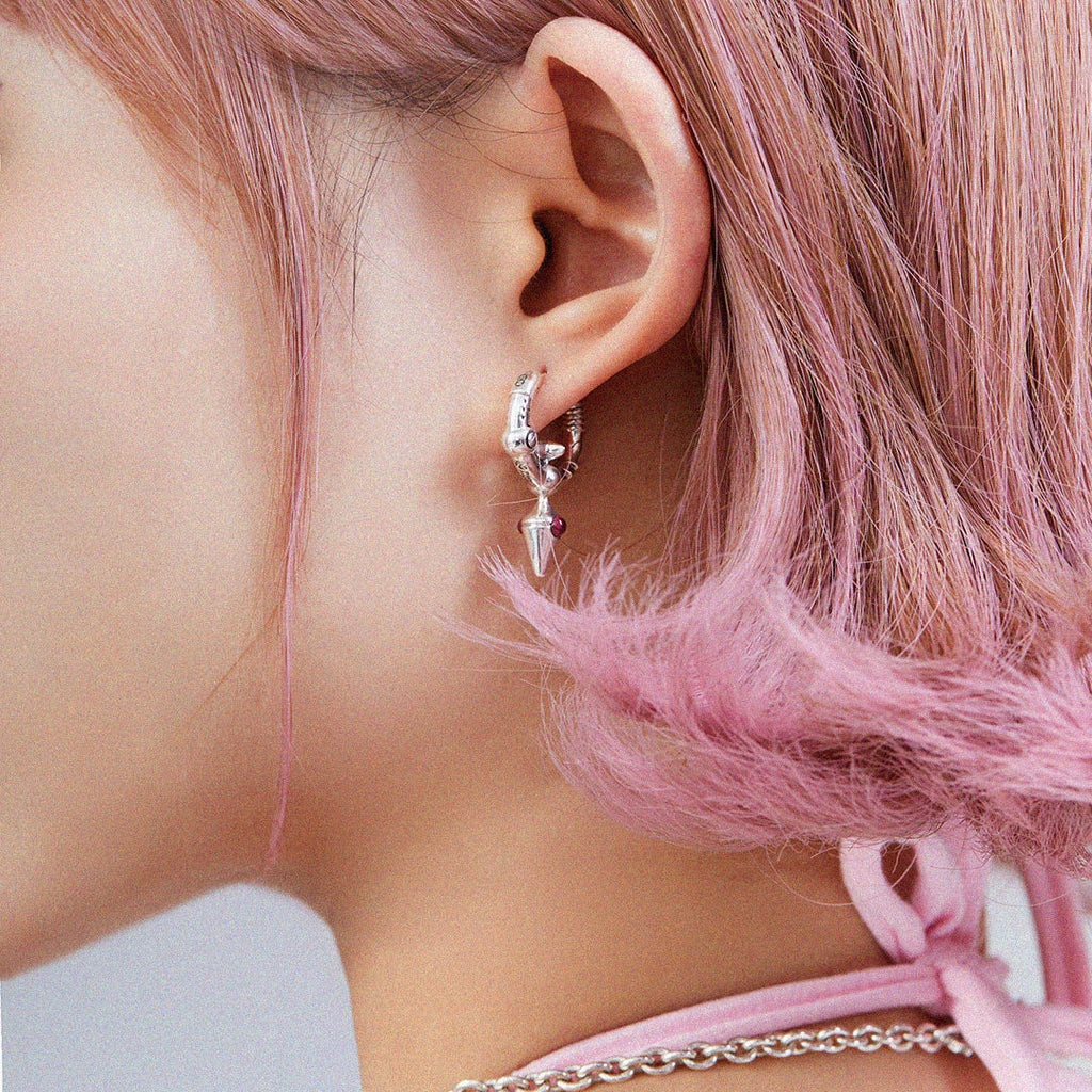 Get trendy with [SideReal X EN ] Miwaku Mayjo Earring with cone shape - Earrings available at Peiliee Shop. Grab yours for $59.90 today!