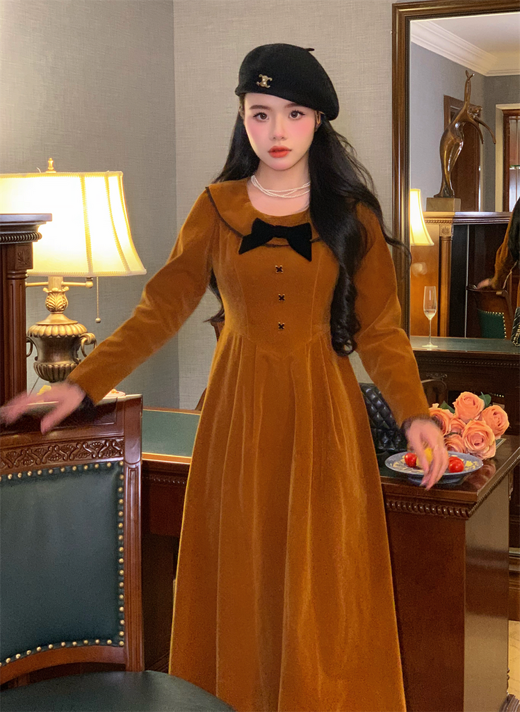 Cinderella's Pumpkin Carriage Velvet Dress - Premium Dresses from Boss JIA - Just $47.90! Shop now at Peiliee Shop