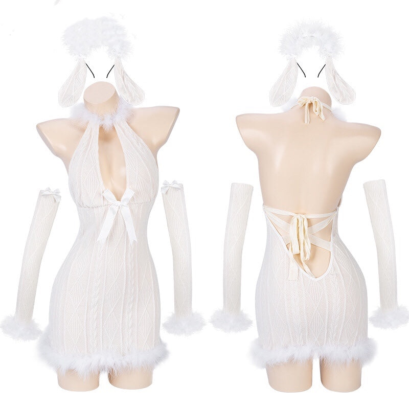 [Basic] Bashful Lamb Faux Fur Dress Set - Premium Dresses from Basic - Just $36.00! Shop now at Peiliee Shop