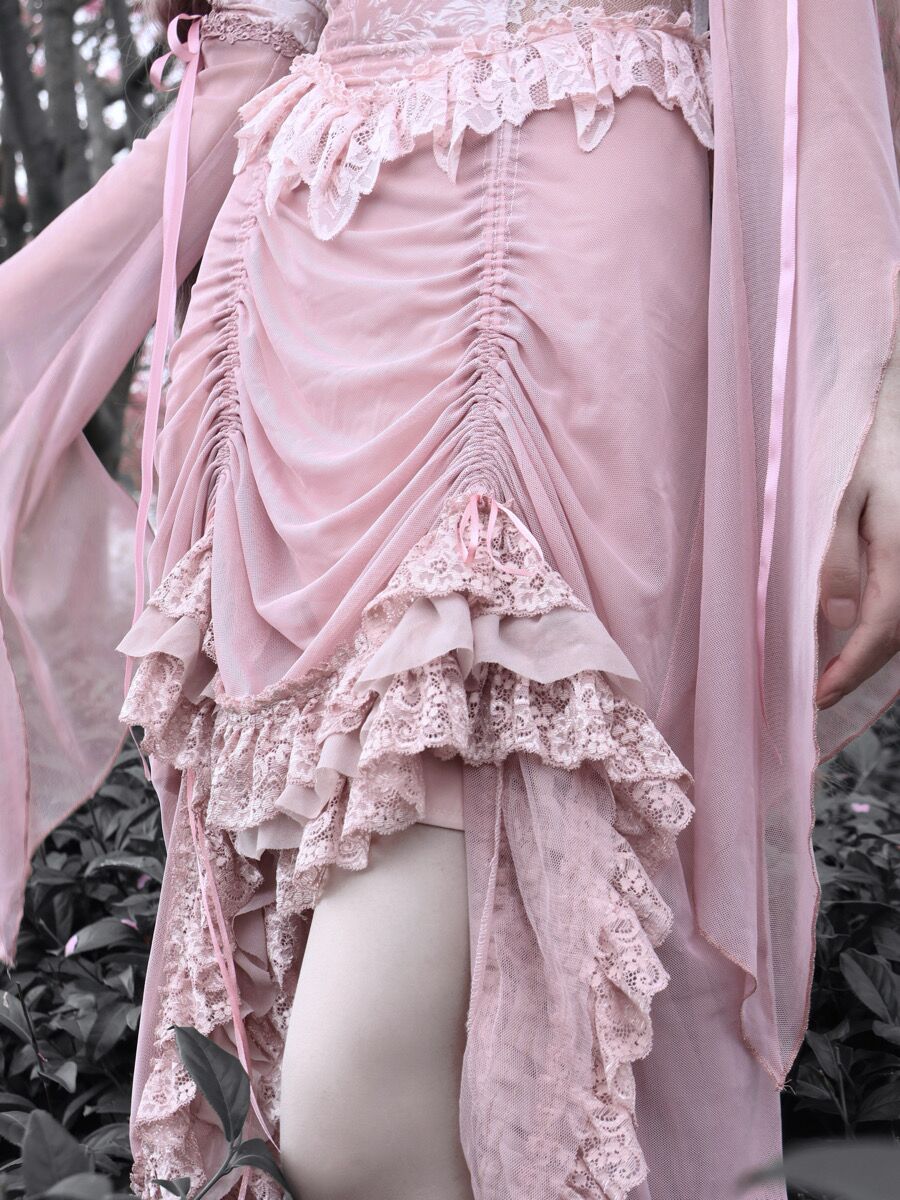 The Sakura Fairy Velvet Lace Dress | Peiliee Shop M / Dress without additional sleeves The Sakura Fairy Velvet Lace Dress | Peiliee Shop M / Dress without additional sleeves