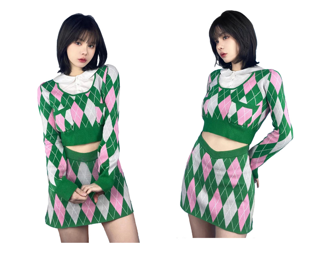 [Nakiss Official] Run Sweetie Run Gingham Knit Set - Premium Clothing from Nakiss - Just $38.90! Shop now at Peiliee Shop