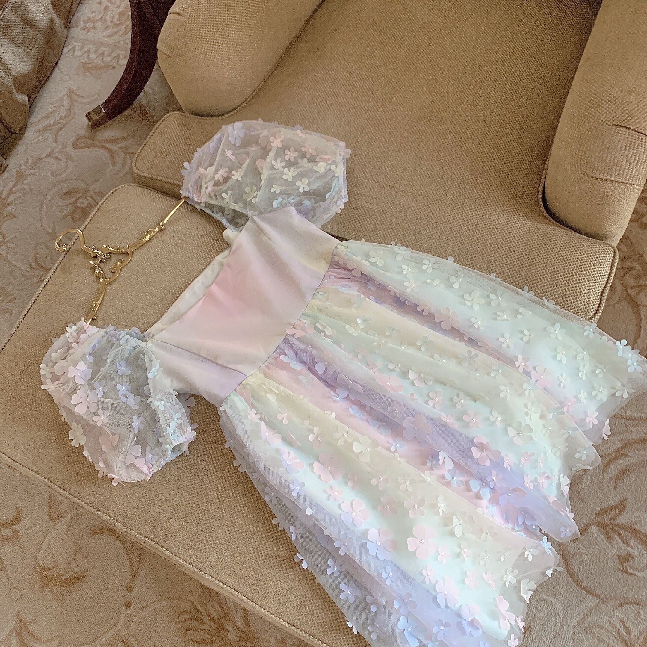 Get trendy with [Premium Selected] Dream Angel pastel rainbow coloured handmade princess dress -  available at Peiliee Shop. Grab yours for $85 today!