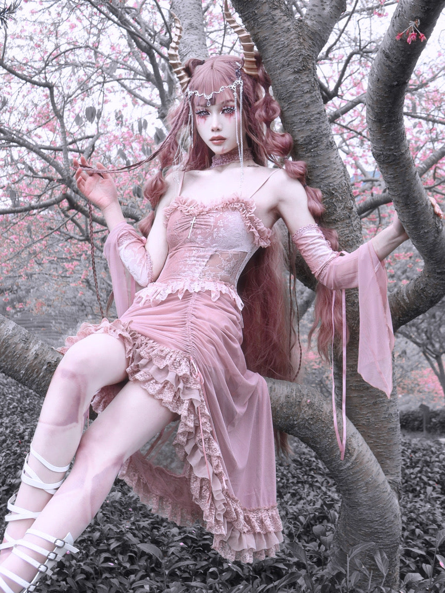 Get trendy with The Sakura Fairy Velvet Lace Dress - Dresses available at Peiliee Shop. Grab yours for $35.90 today!